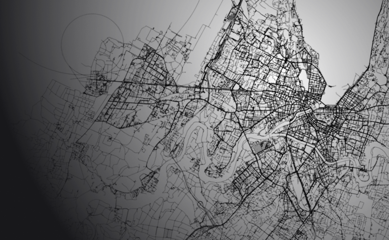 Minimalist outline map of Geneva city, Switzerland, Abilene Solutions headquarters