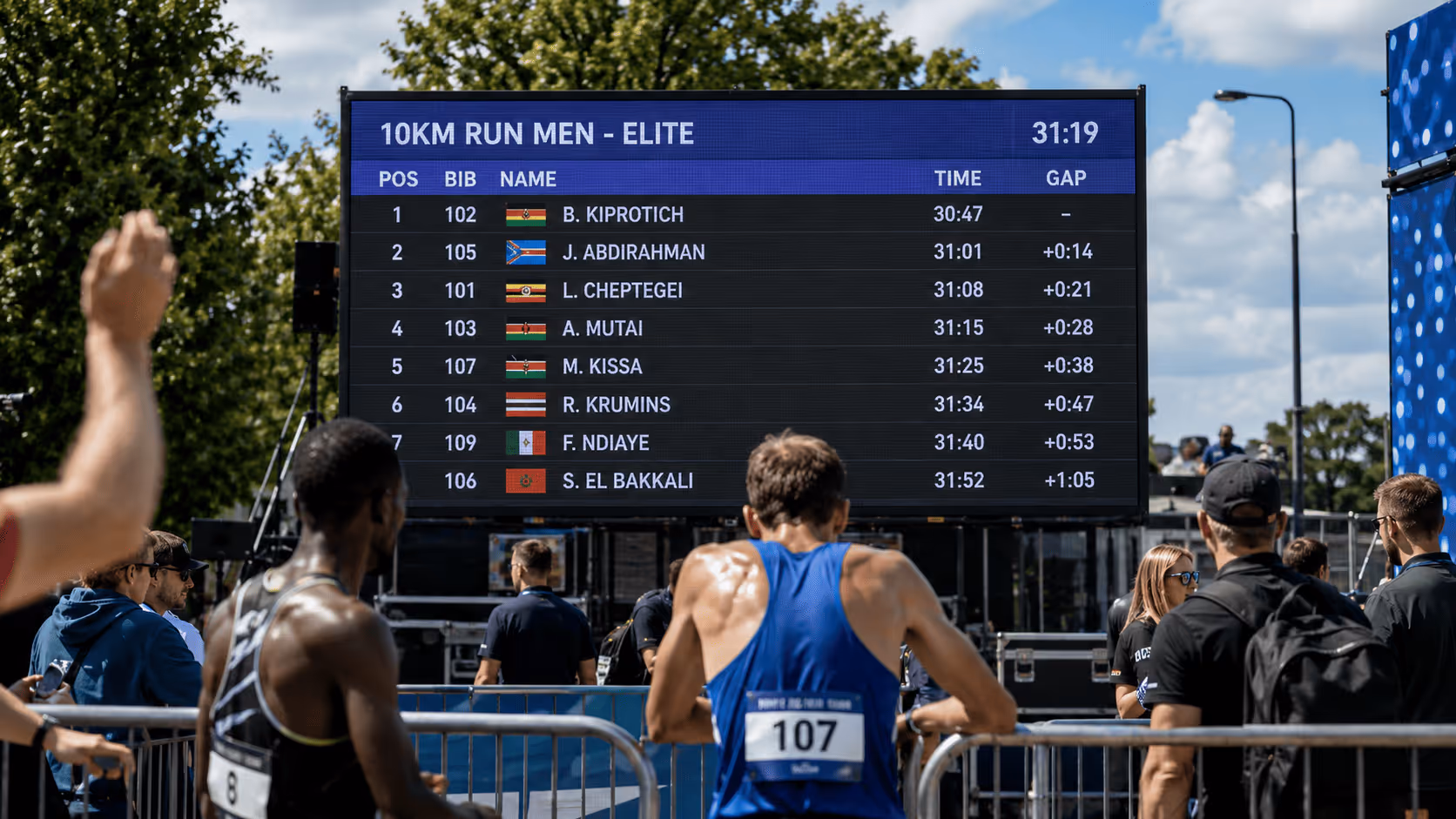 Race display and live screens for sporting events