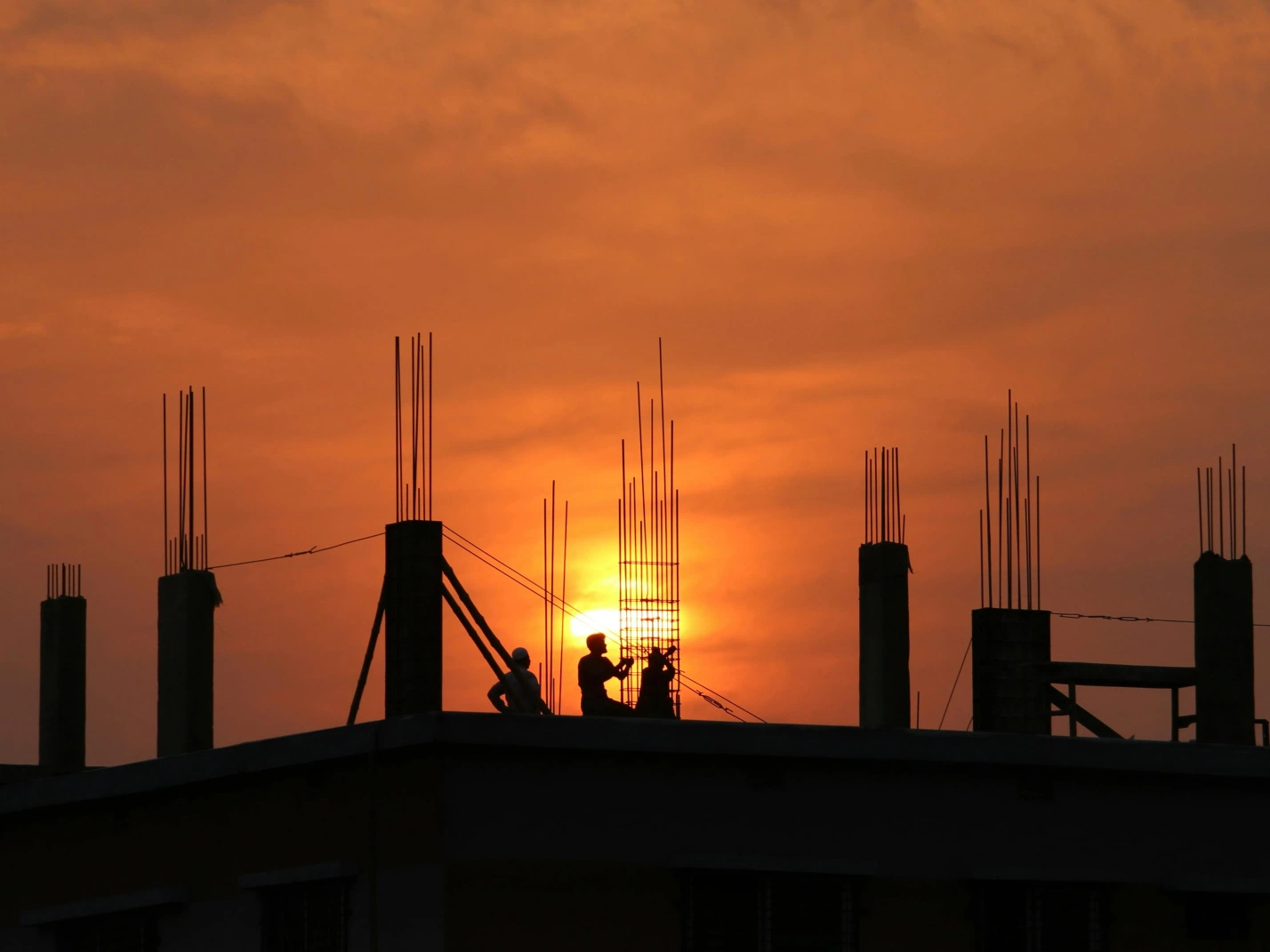 A construction view in the evening