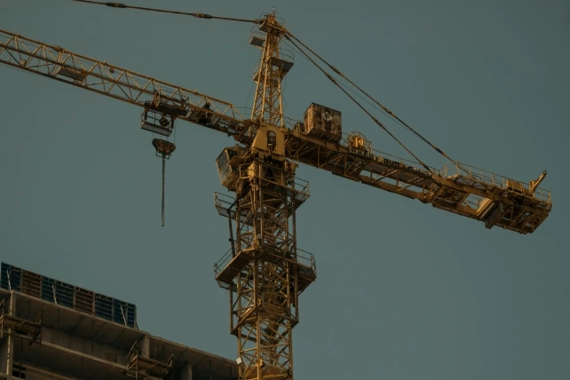A warm image of building with a clear sky