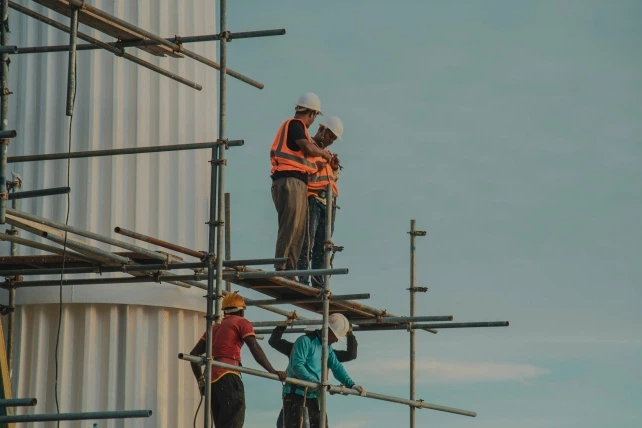 A workers in the process of construction building
