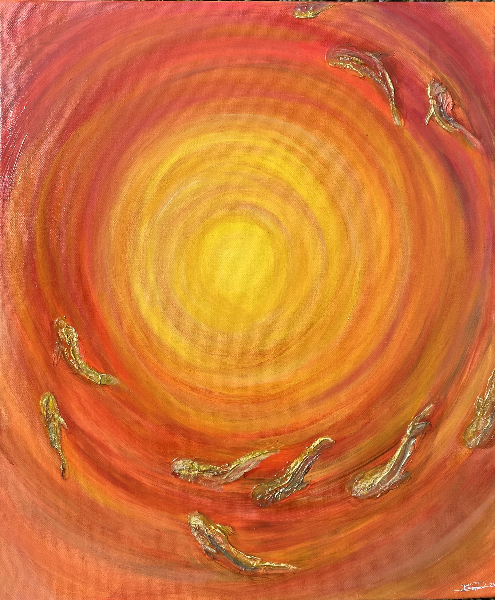 In new phases of being, shifts in light create movement from within. Movement that changes my assumptions and beliefs about what is. In these moments of my life, moving koi dance in my sketches and paintings, appearing as I move through periods of transit. New layers and discoveries carry me forward. It is as simple as that.
