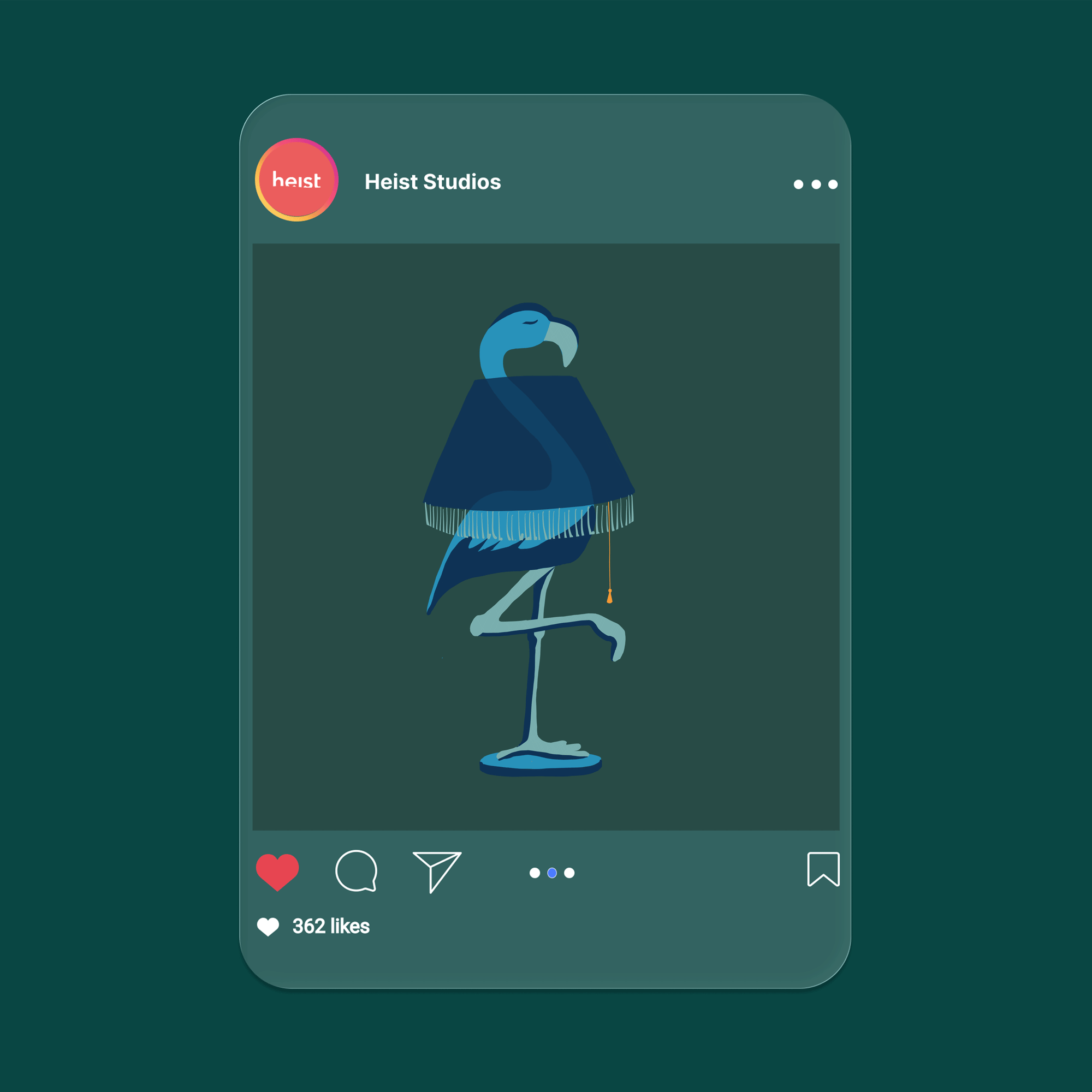 Heist Studios campaign creative featuring social content, illustration and product launch marketing.