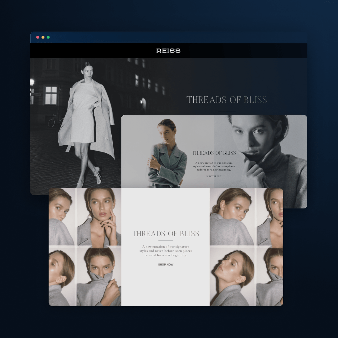 Reiss digital campaign and e-commerce design for a premium fashion retailer.