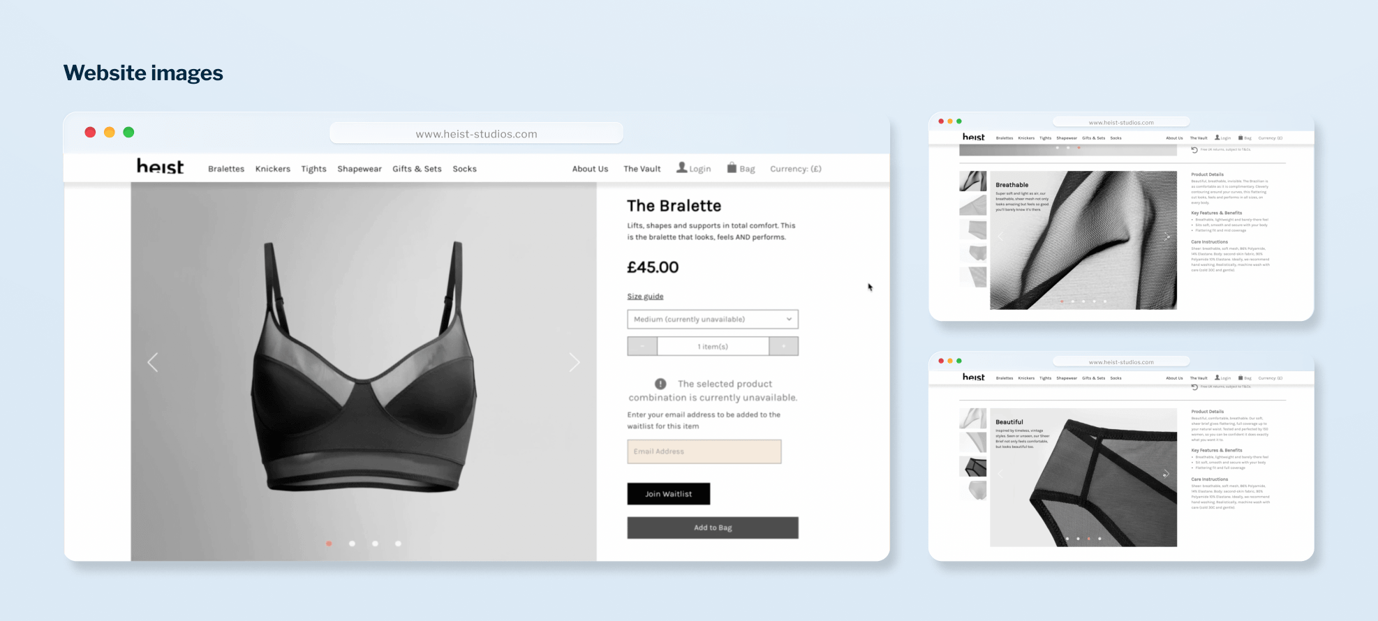 Creative direction and product photography for the launch of Heist Studios' first underwear collection.
