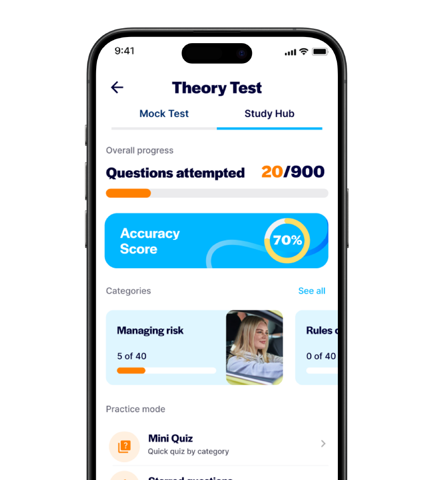 Flexidrive study hub - track your theory test progress by category