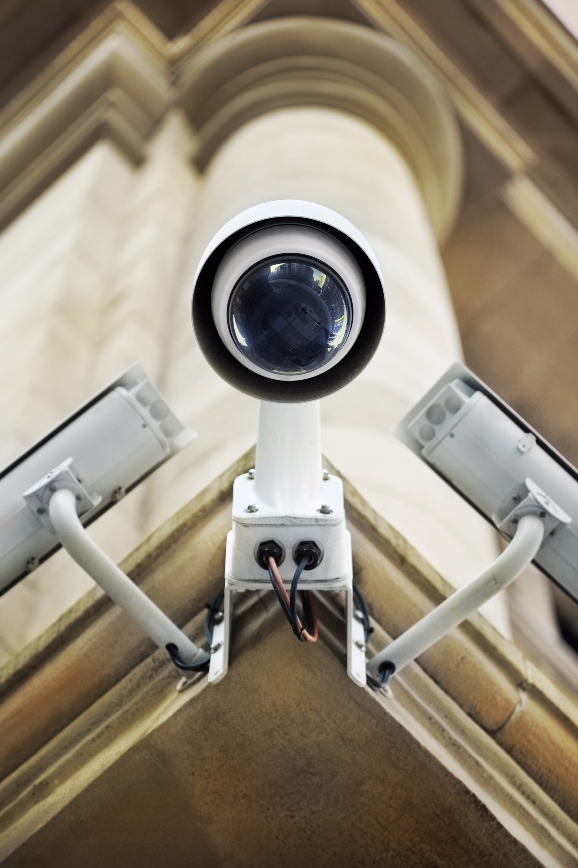 Security camera on the corner of a building