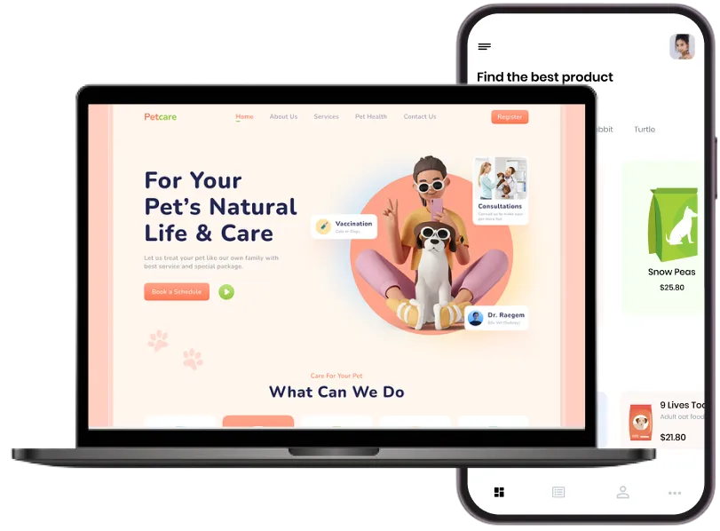 screenshot of an pet's natural life and care e-commerce related website