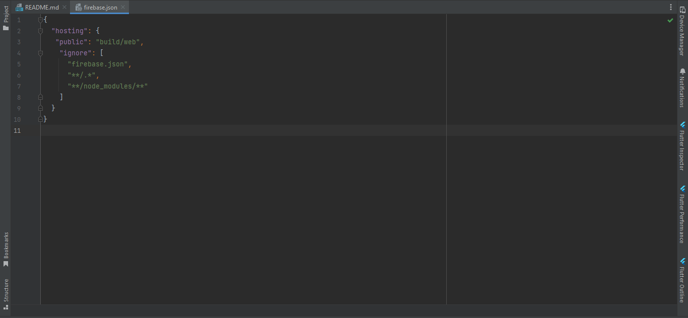 Flutterflow agency | firebase.json file before editing