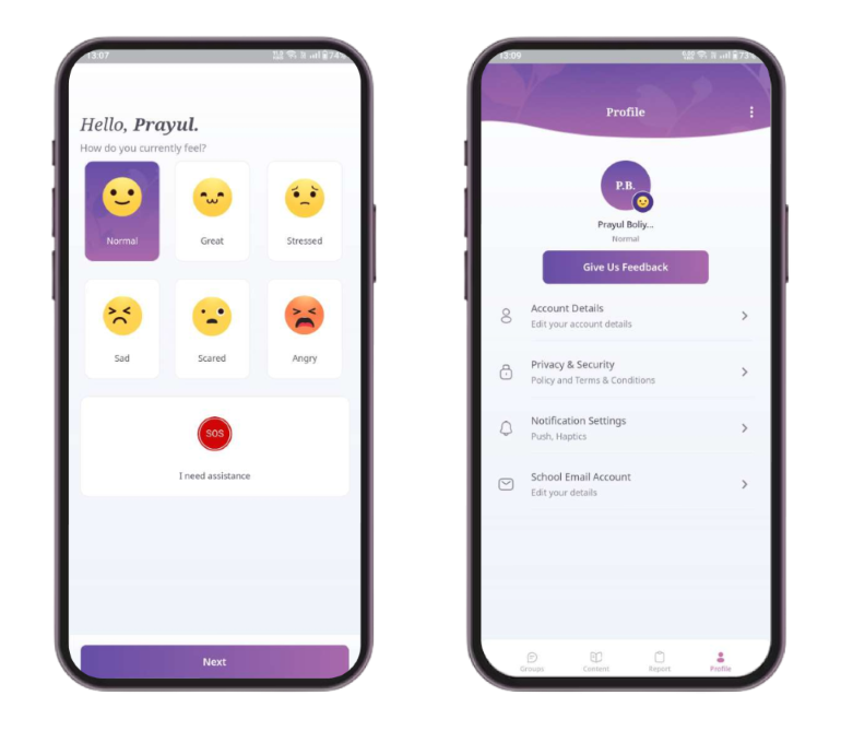 Students can easily set up a profile, express mood, and get help in emergencies as there is dedicated SOS button in this user-friendly Flutterflow mentalcare app.