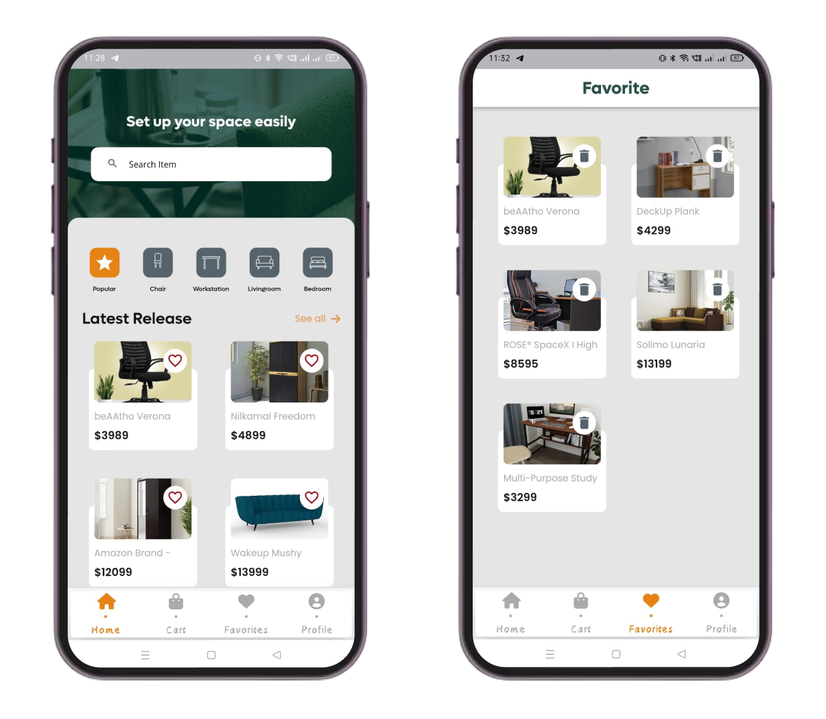 Discover modern furniture shopping with our Beautiful Flutter Ecommerce AR app, offering easy browsing, wishlist creation, and augmented reality technology for immersive purchasing.