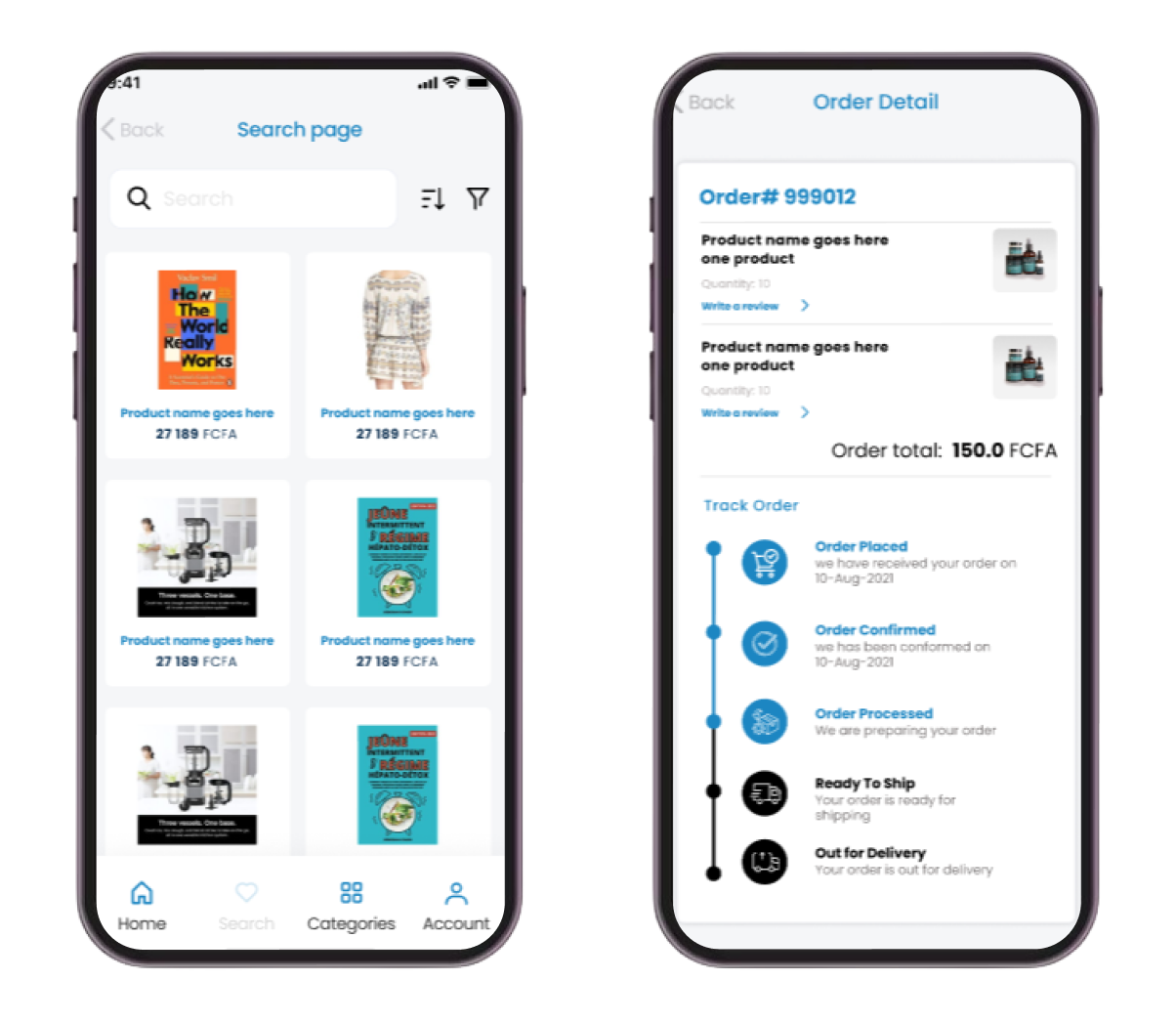 More than hundred's of products are available in this Flutter Ecommerce app and this app provide all the necessary information to buyer like product details, tracking details, delivery estimate . simply the checkout process is too smooth in this Flutterflow Ecommerce App.