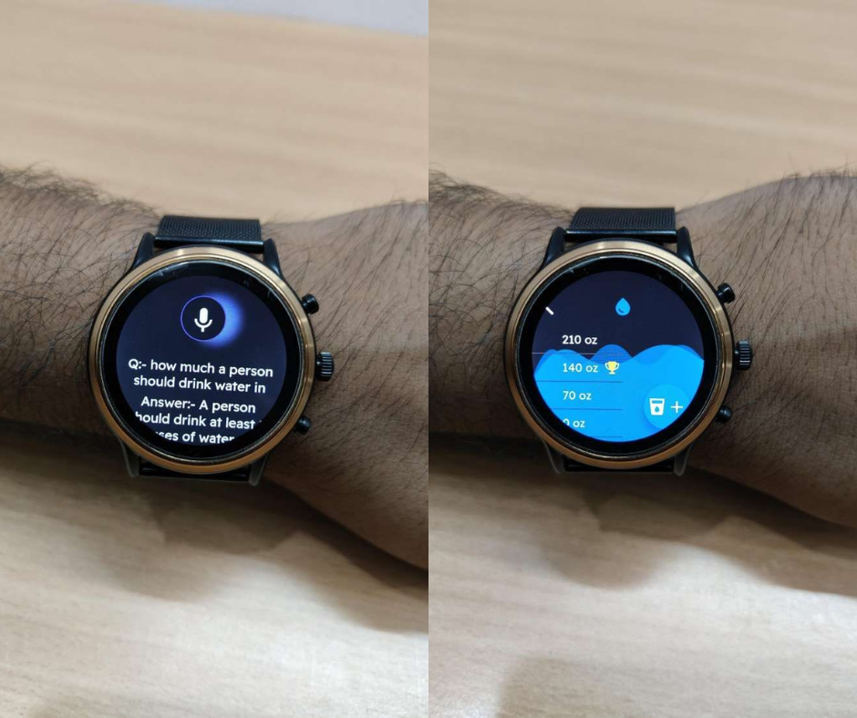 This Flutter smartwatch app has water tracking system & an AI assistant that help users throught out their fitness journey.
