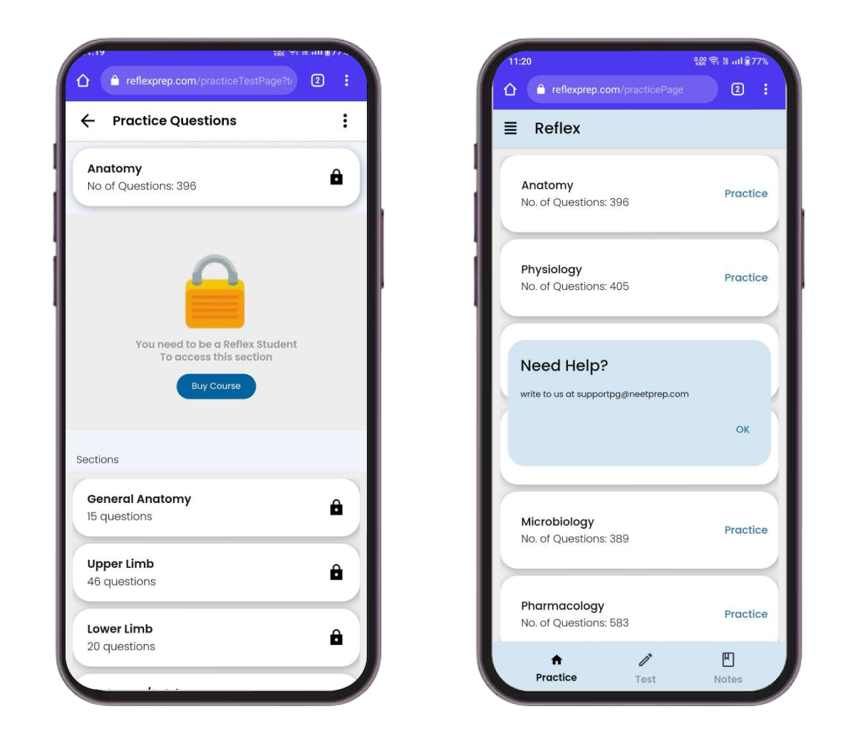 This Flutter Edtech Web App allows enrolled students to select practice questions tailored to their subjects and specific topics.