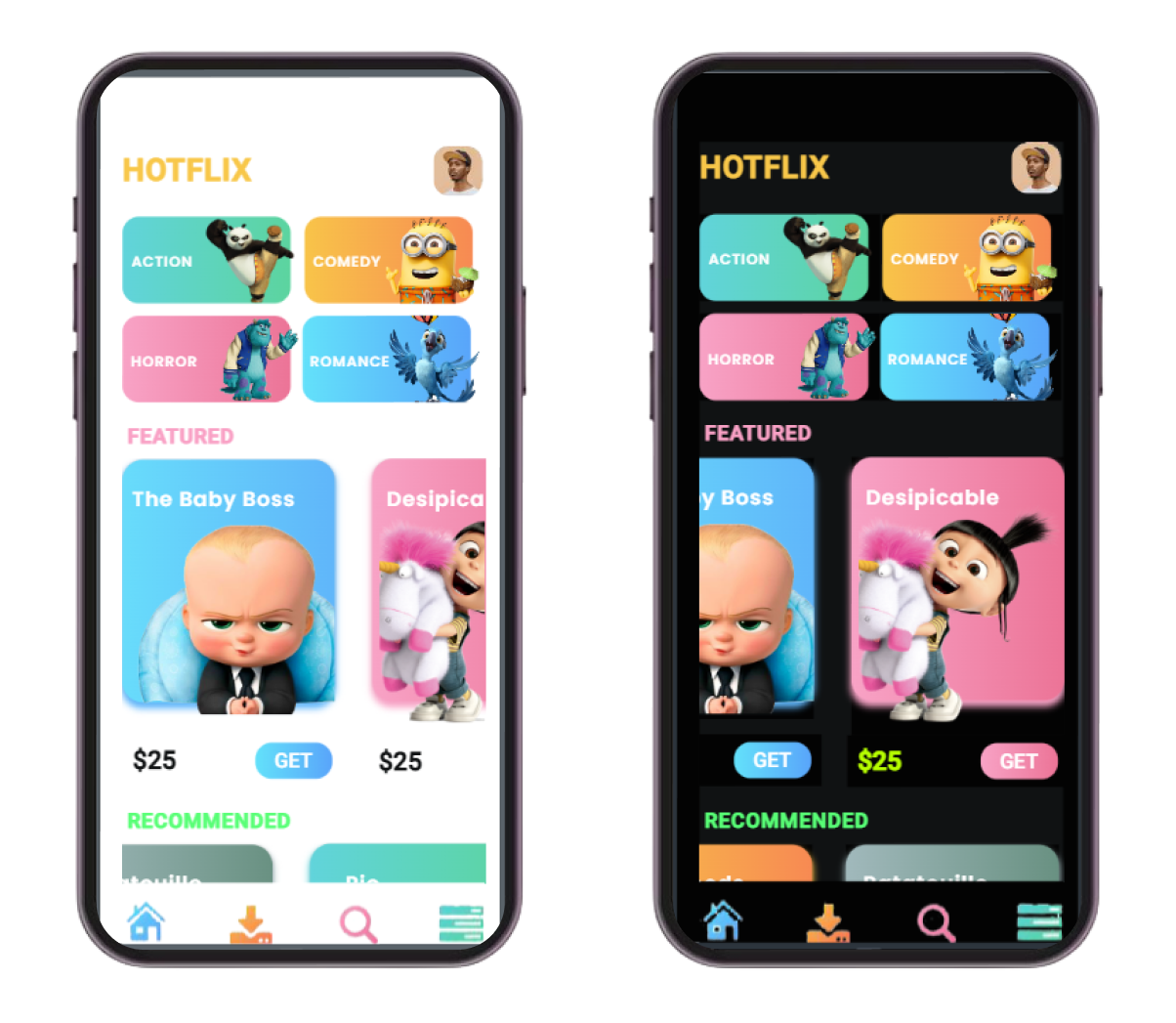 This Flutterflow Entertainment app has all the featured movies with their prices.