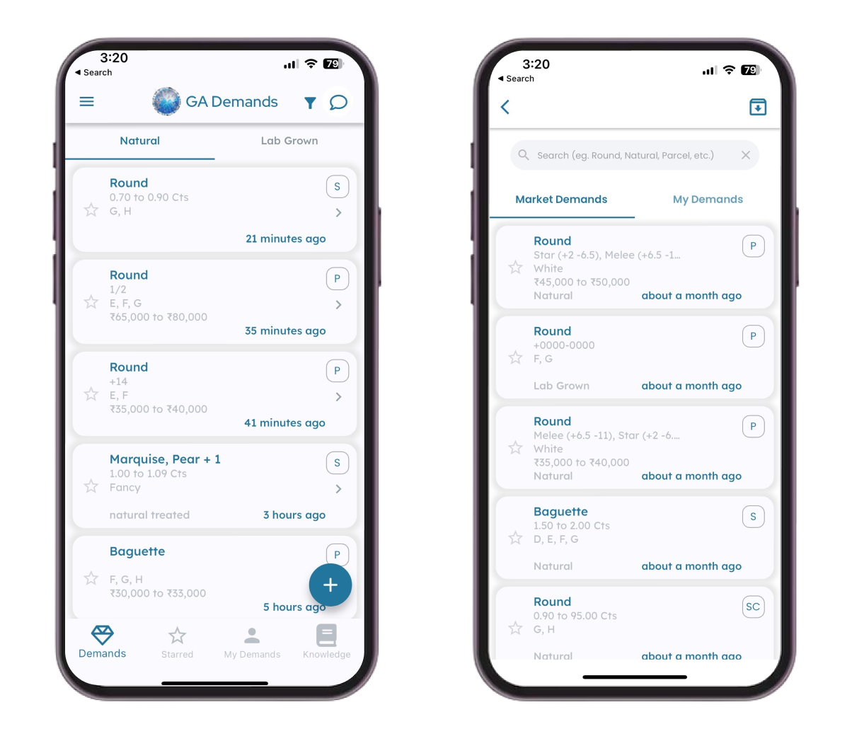 This Flutterflow Marketplace app shows natural as well as lab grown diamonds, also the demand of diamonds that are listed by buyers.