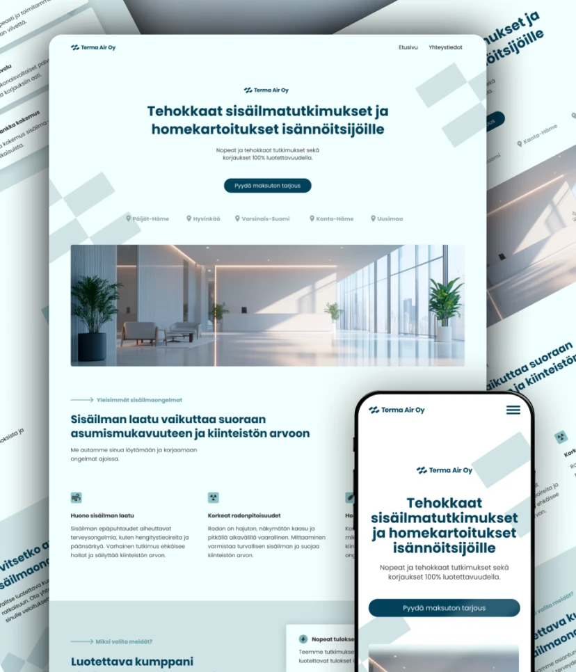LVI-alan yrityksen verkkosivut
Loimme yritykselle täysin uuden brändi-ilmeen ja tarkan kohdennuksen isänöitsijöille ICP-profiilin mukaisesti.