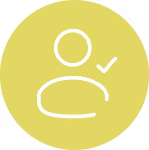 Weißes Profilbild mit einem Häkchen auf hellgrünem, rundem Hintergrund.