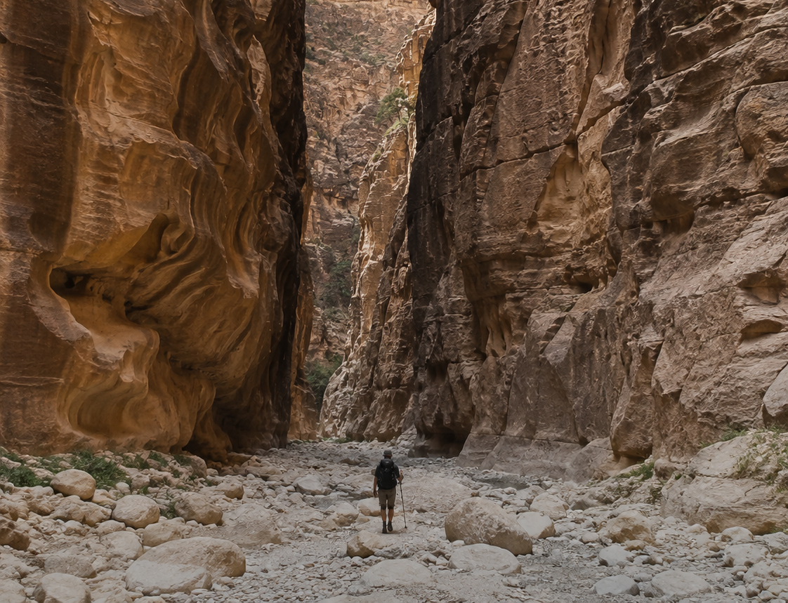 Deep wadi canyon on the Jordan Trail