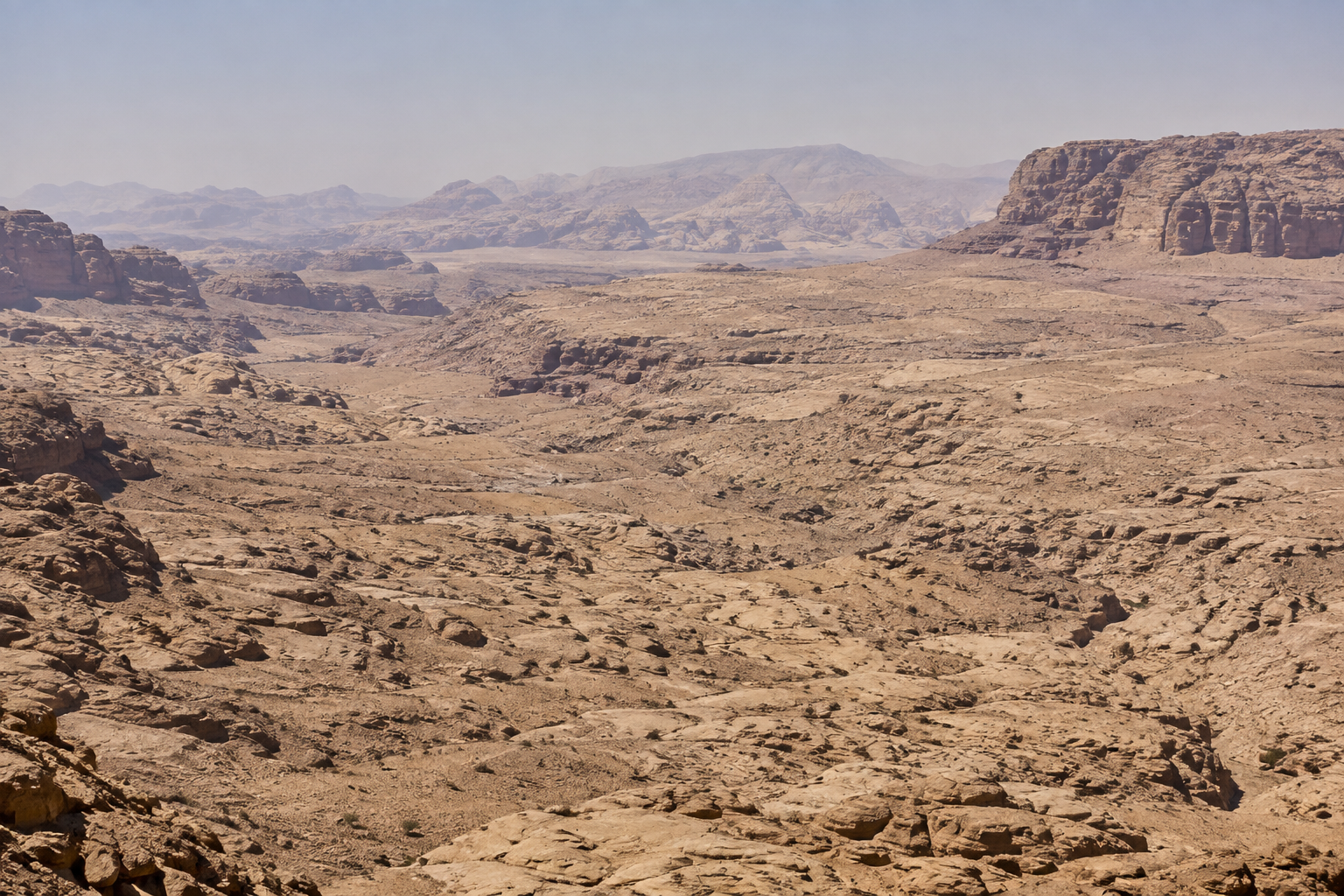 Remote desert wilderness beyond Petra