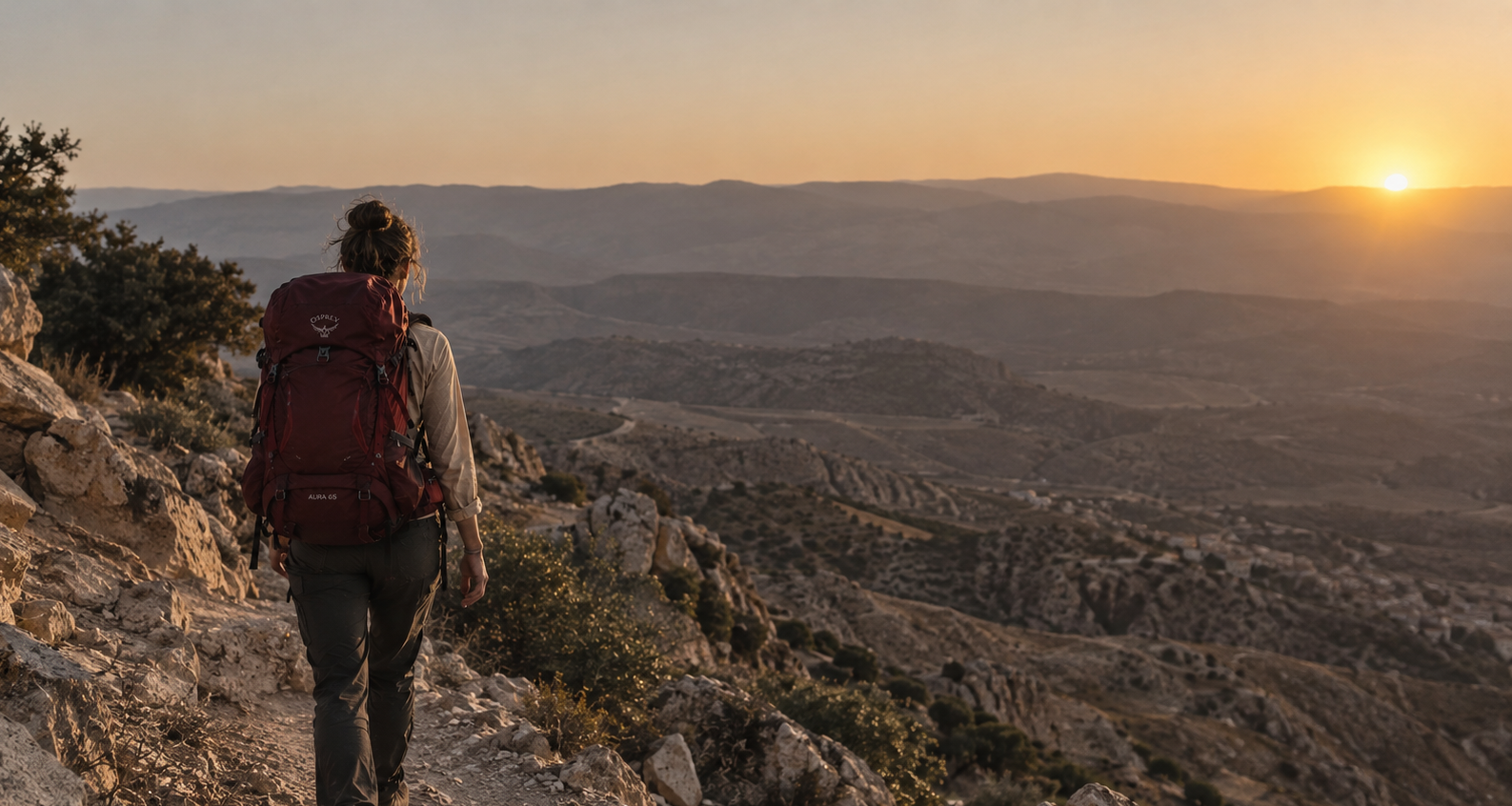 Sarah preparing for the Jordan Trail trek