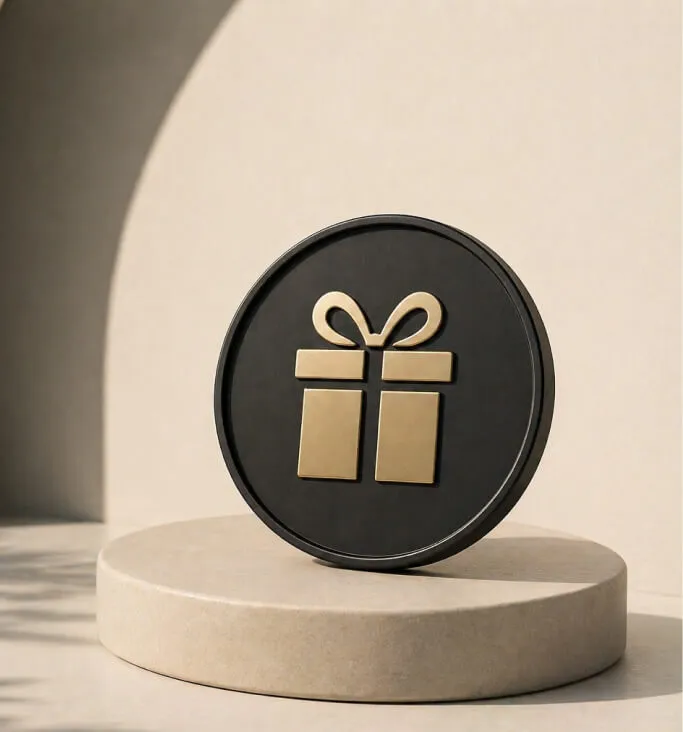 Geschenk-Symbol auf einem Sockel