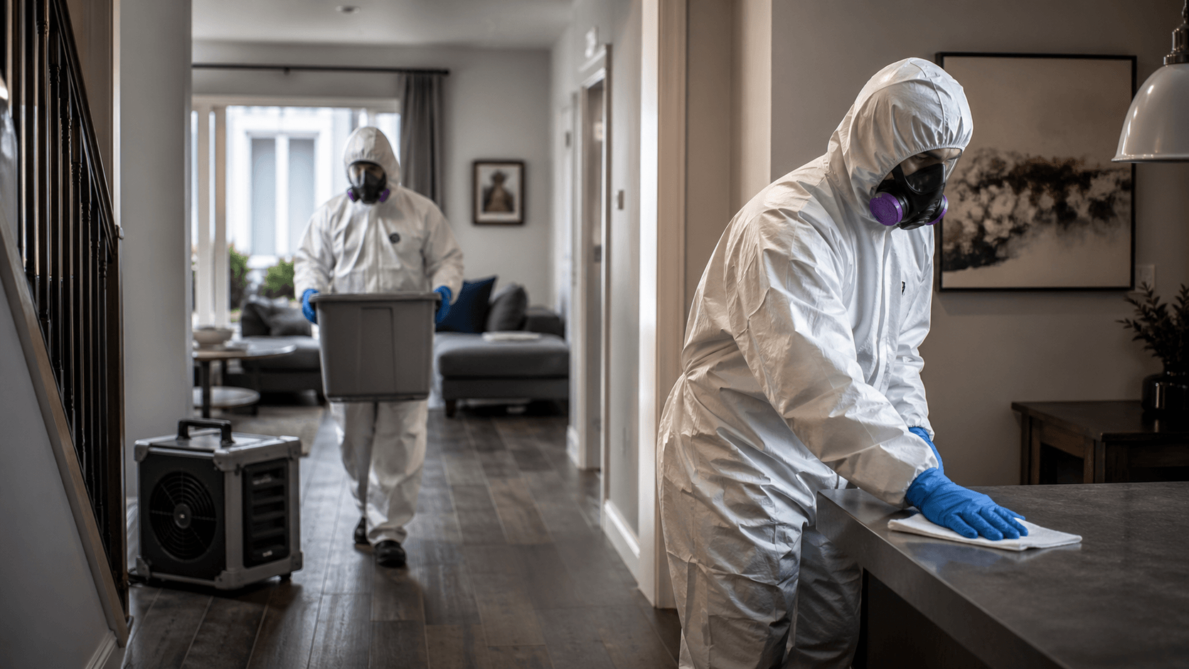 Crime scene investigation tape at night — professional crime scene cleanup service