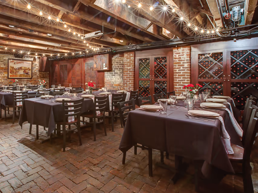 Interior of Gravy's Wine Cellar private dining space