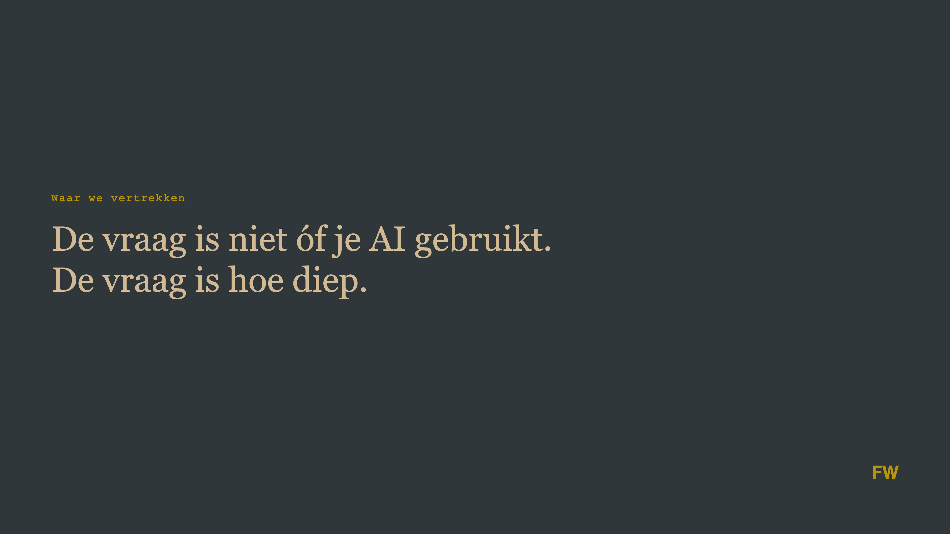 Cursusslide met de vraag hoe diep je AI gebruikt