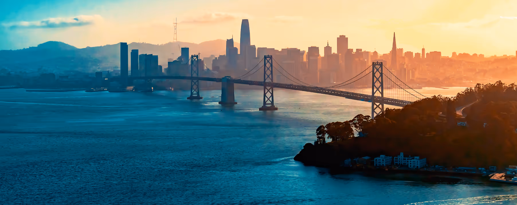 Aerial view of the Bay Bridge in San Francisco, CA stock image
