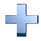 A silver cross with a red stripe on it.