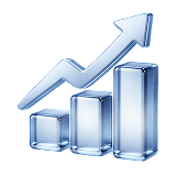 A graph bar with an arrow going up.