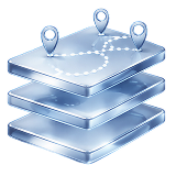 A stack of three metal trays with pins on them.