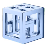 A square metal object with four square holes.