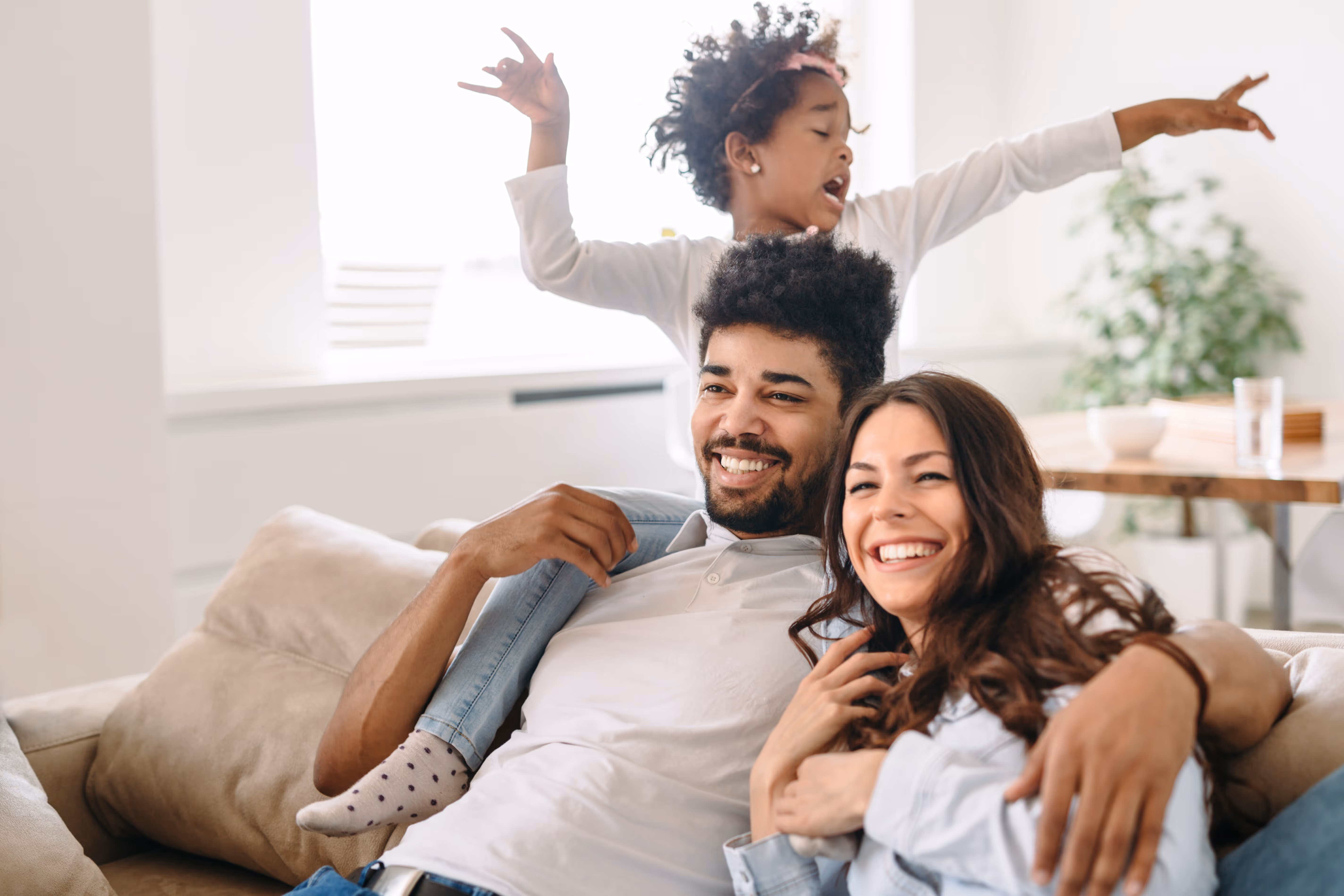 Family hugging stock image
