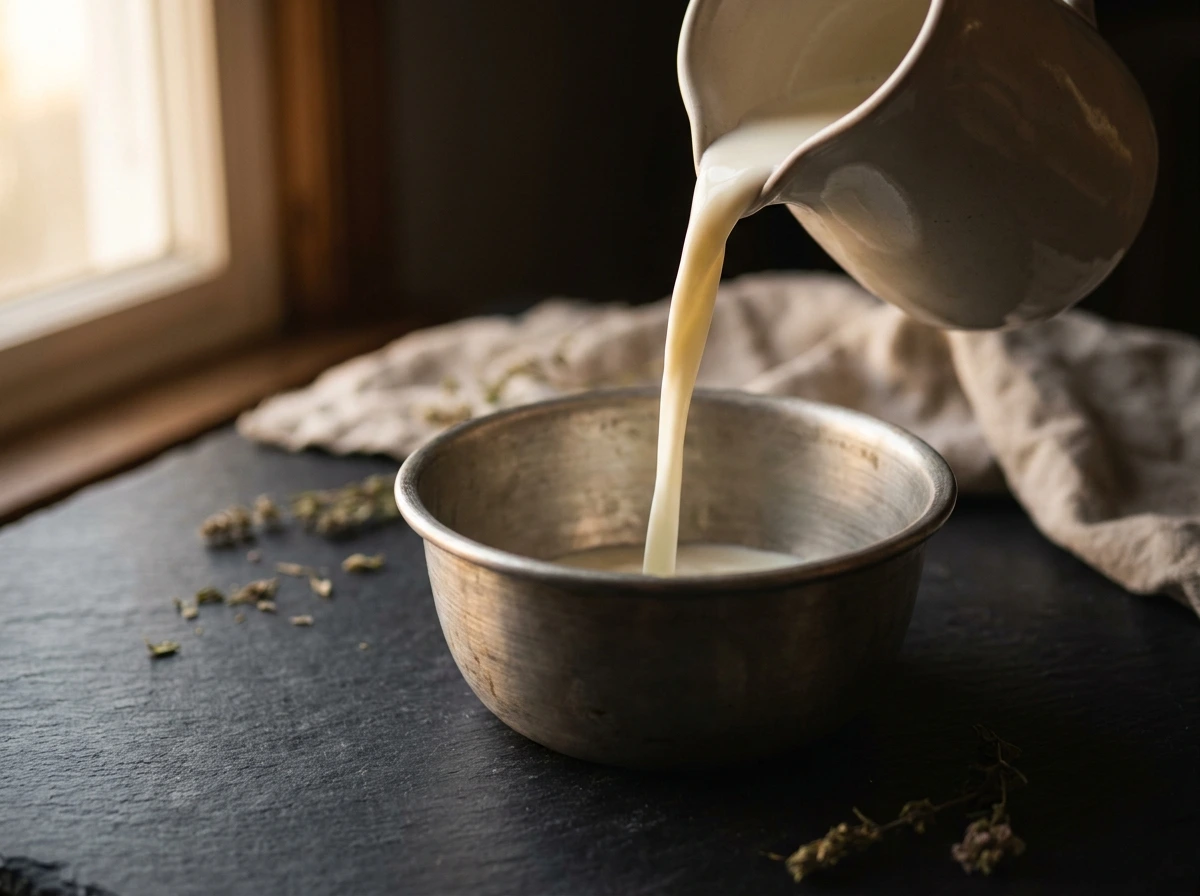 Fresh milk pour