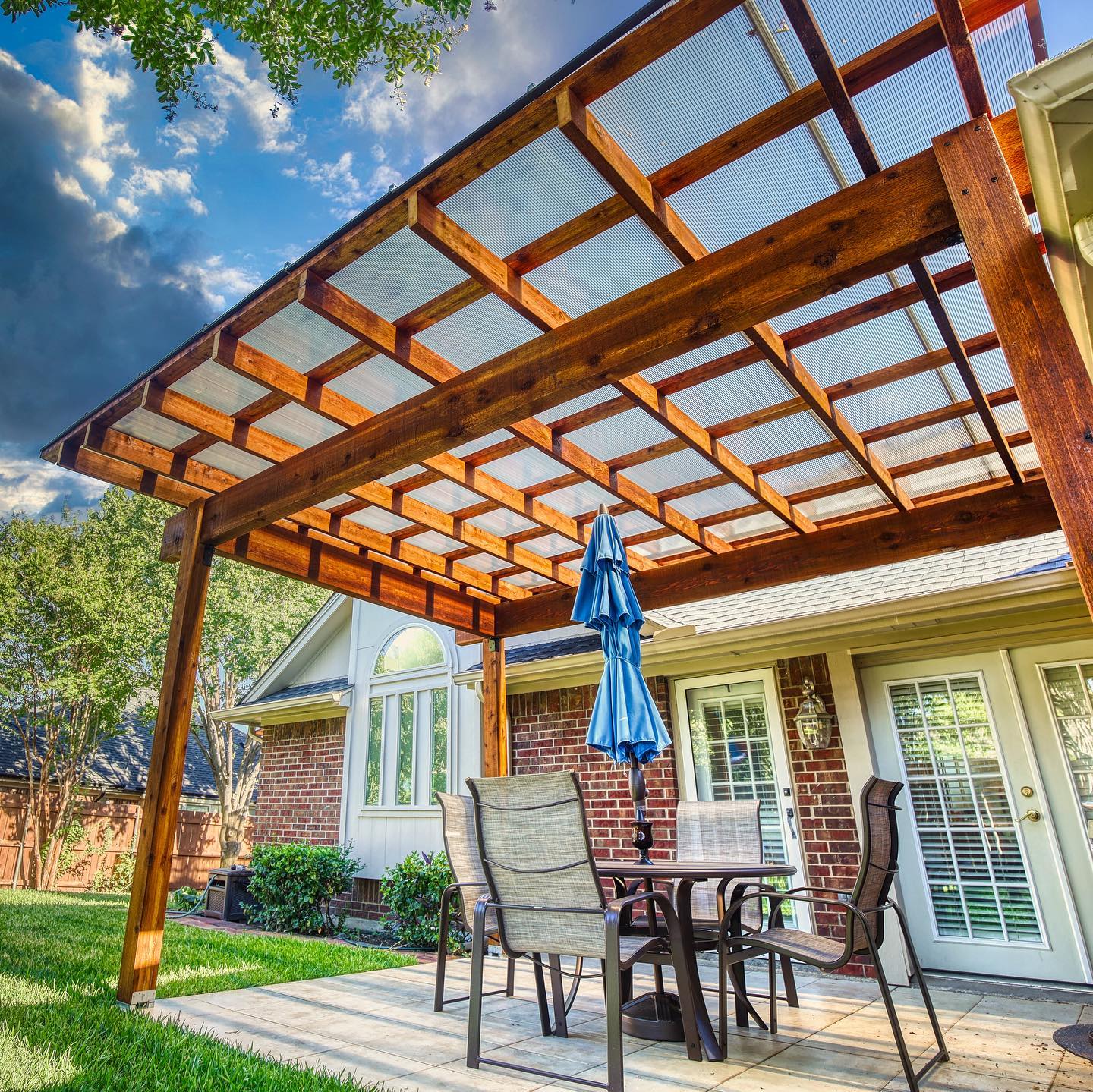 Architectural overhead structures designed to provide shade, weather protection, and visual definition to your outdoor space.