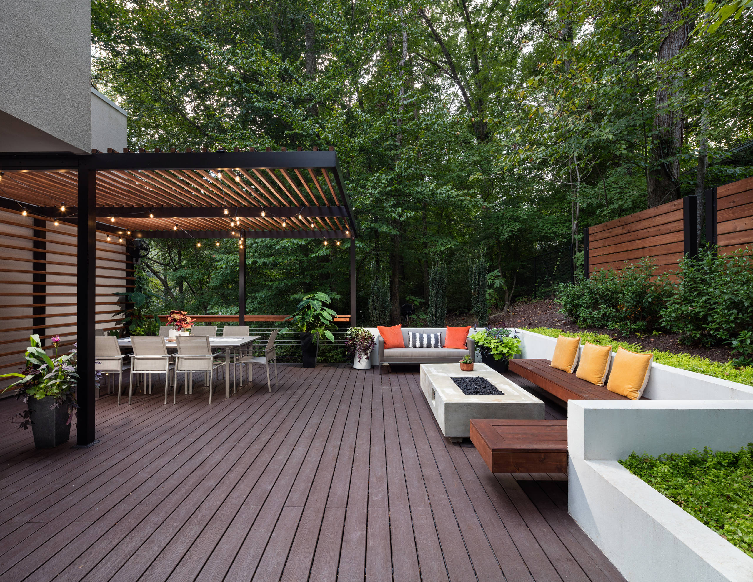 Classic outdoor living structures crafted from natural timber like cedar or redwood to provide a warm, authentic aesthetic.