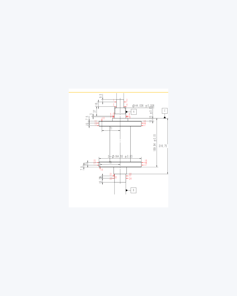 EV motor rotor component drawing dimensions