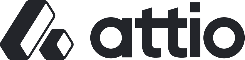Attio brand logo with stylized geometric shapes to the left of the text.