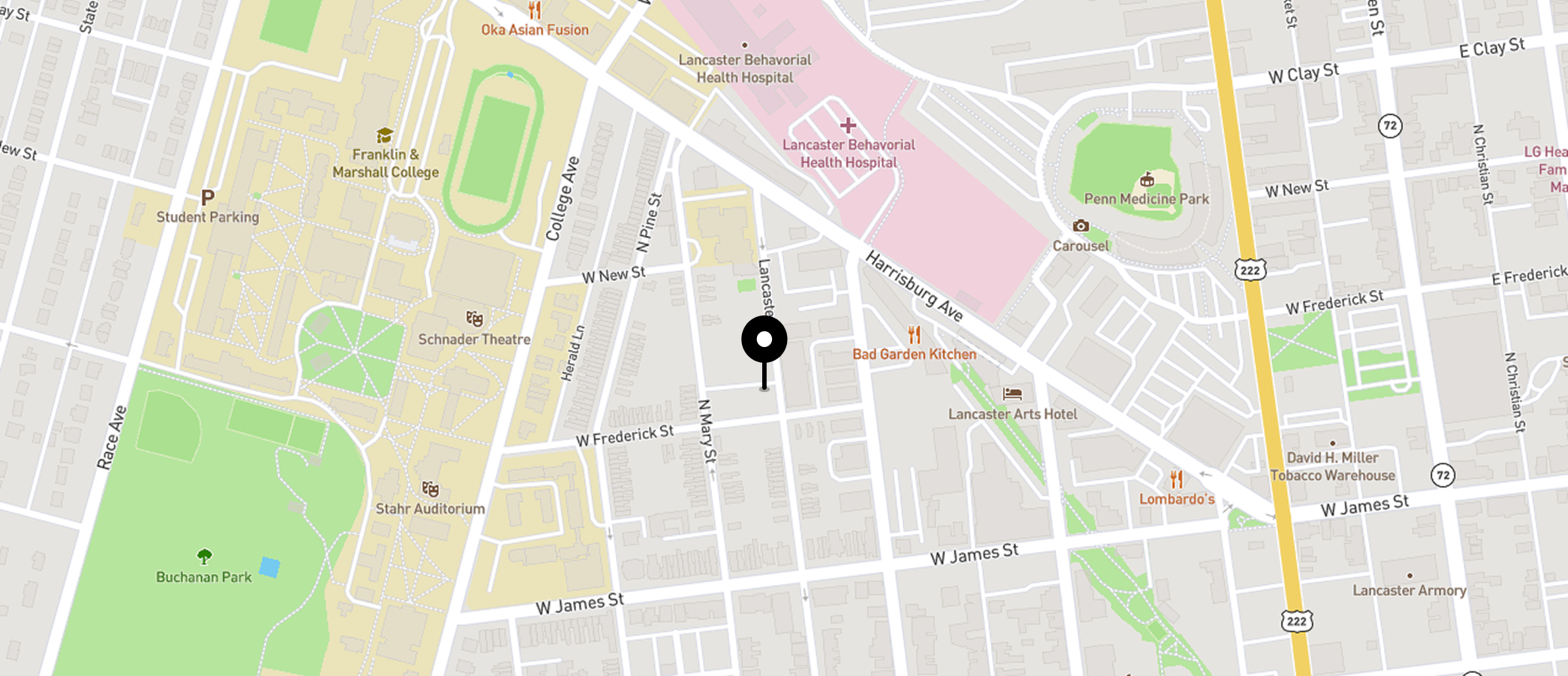 Map showing ROA Clinic Charlotte Street location