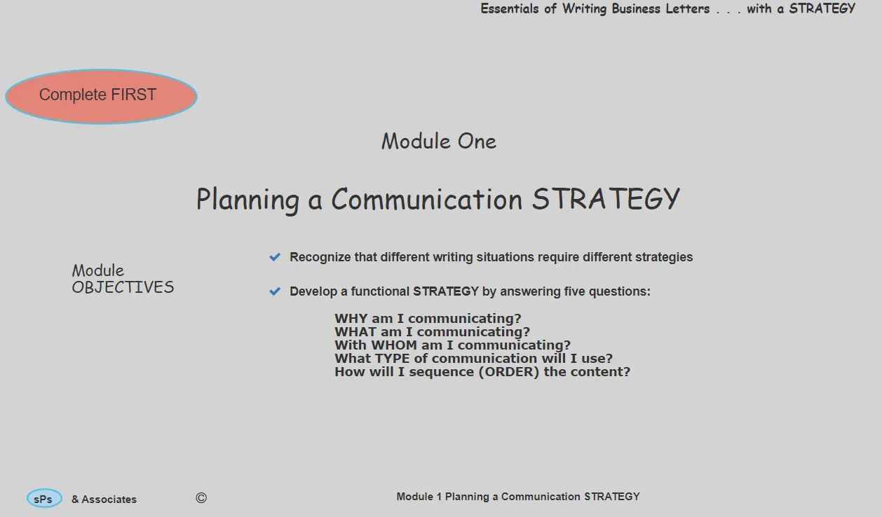 Slide titled Planning a Communication Strategy with objectives and five key communication questions.