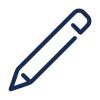 Simple dark blue pencil icon on a white background.