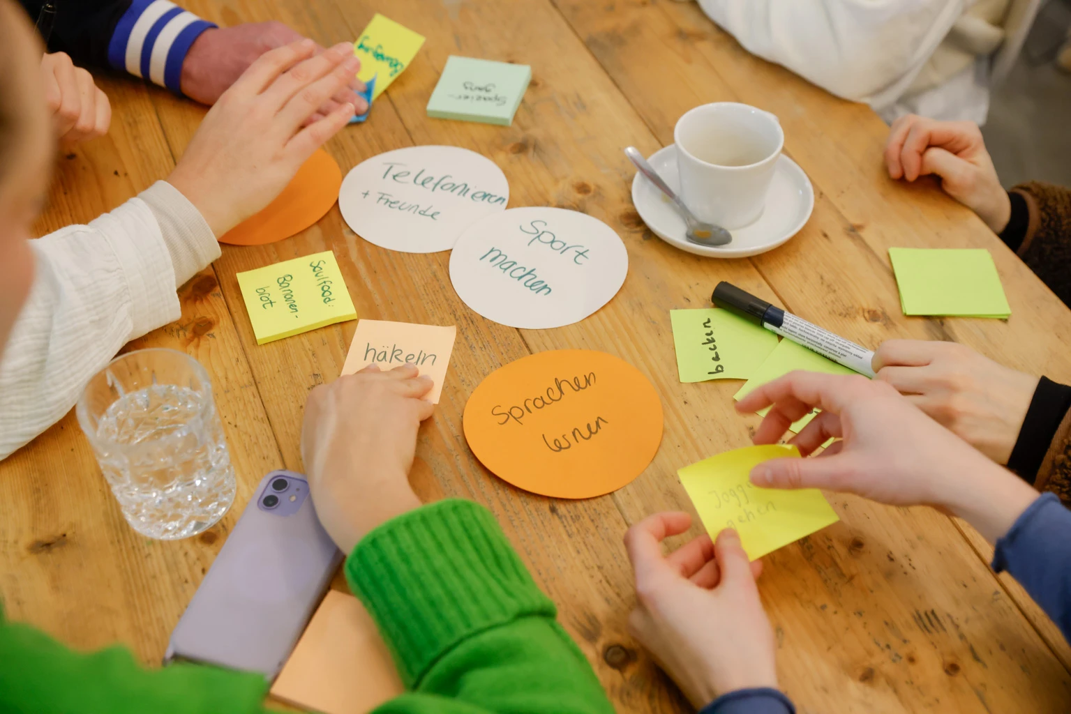 Workshop Karten auf einem Tisch