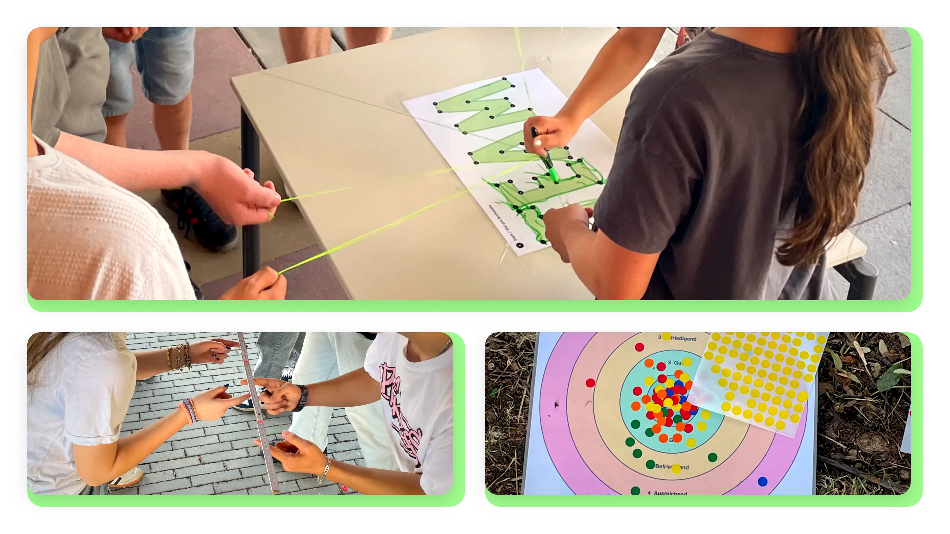 Collage aus Bildern von Übungen der Projektwoche in der Schule in Sendenhorst