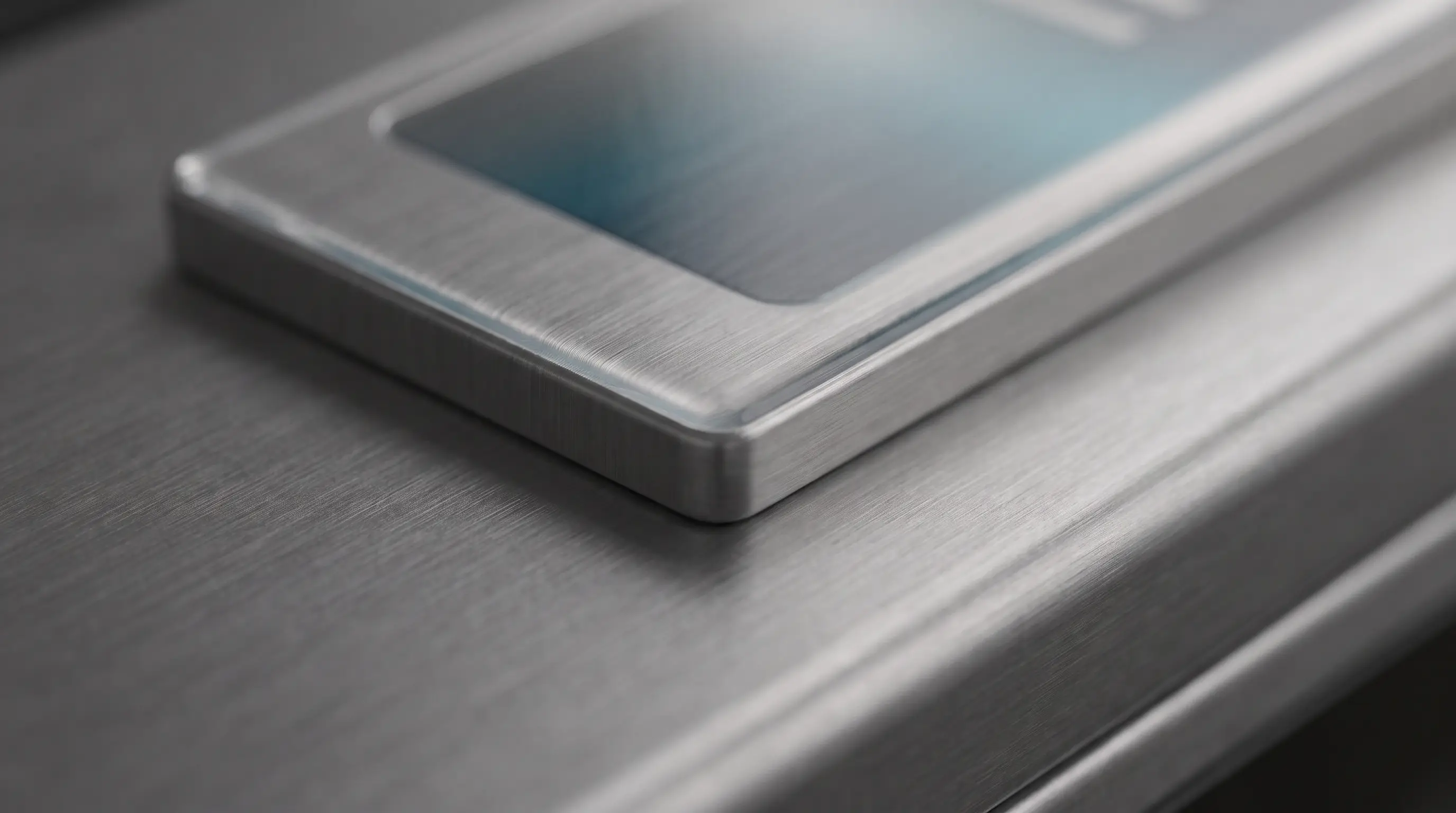 A durable printed nameplate with a protective film finish on a brushed metal appliance surface.