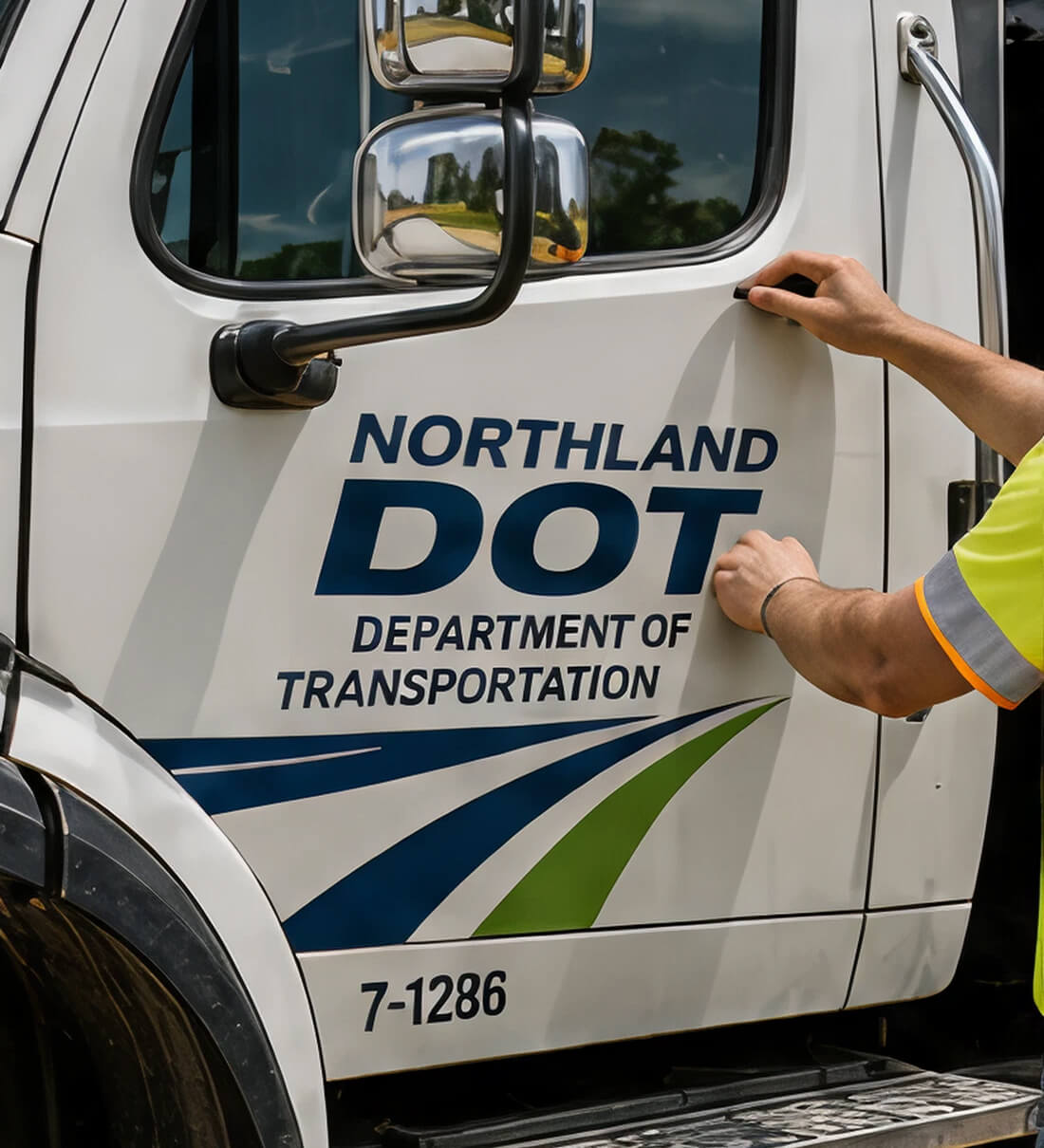 A Northland DOT Department of Transportation door decal applied to a fleet truck