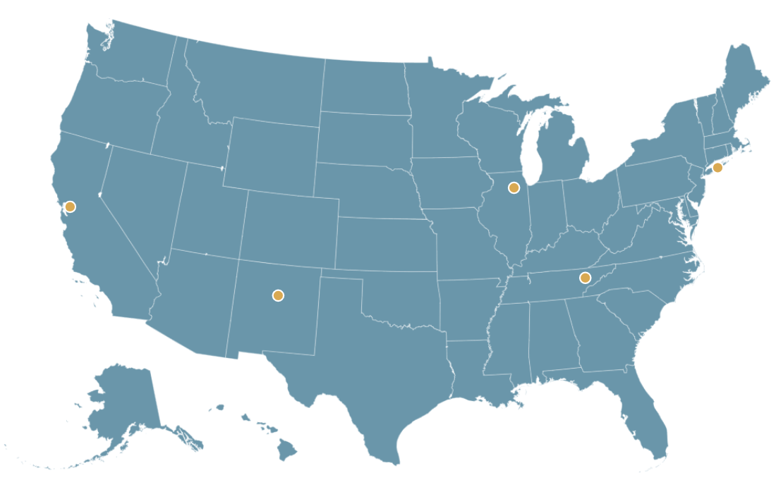 Map of the United States of America. 