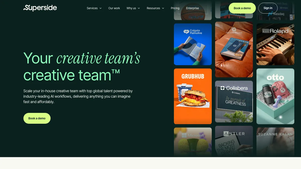 Superside homepage — subscription creative team for enterprise video and design