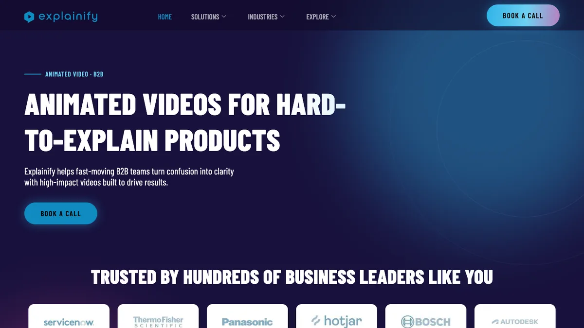 Explainify homepage — animated video agency for hard-to-explain B2B products